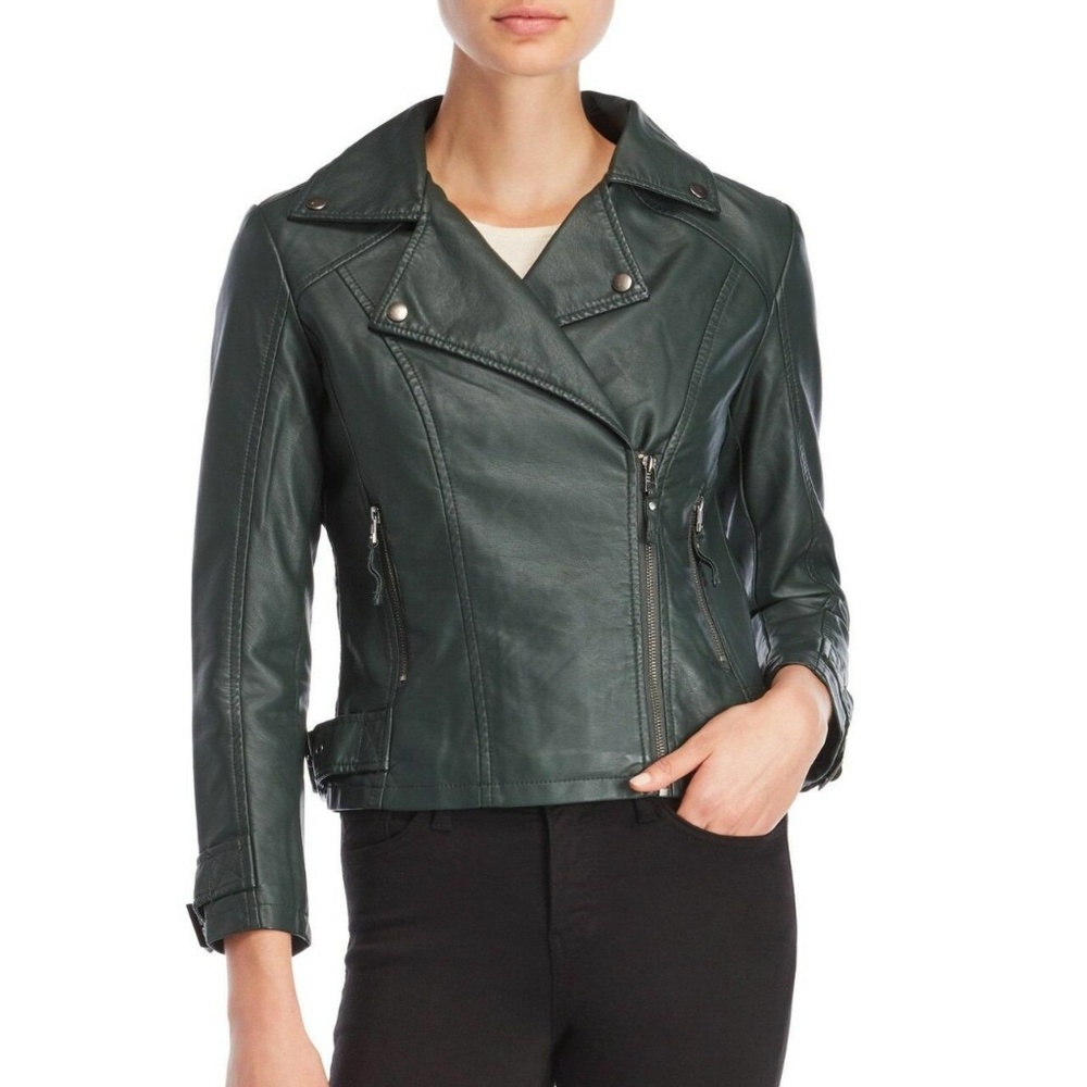 NEW Max Studio Emerald Green Faux Leather Jacket